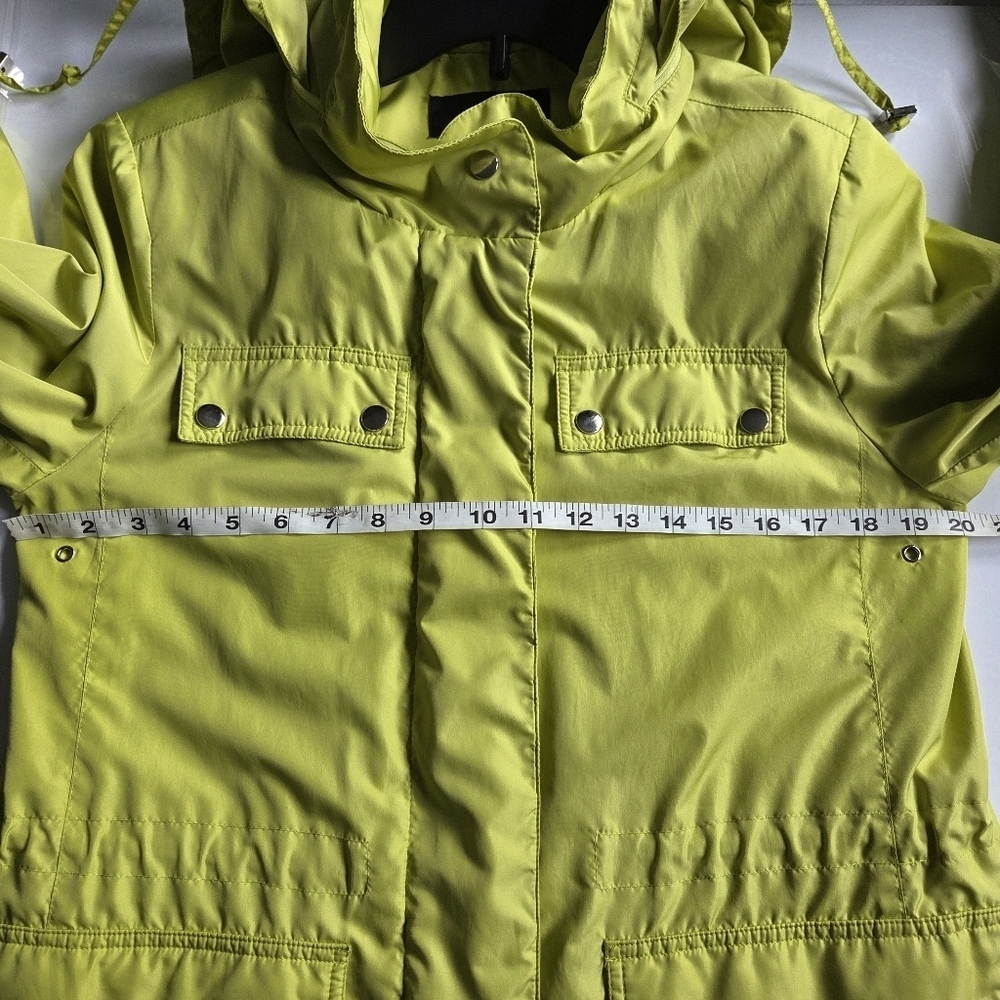 Alfani Lime Green Poly Satin Hidden Hood Utility Jacket. - Picture 3 of 9